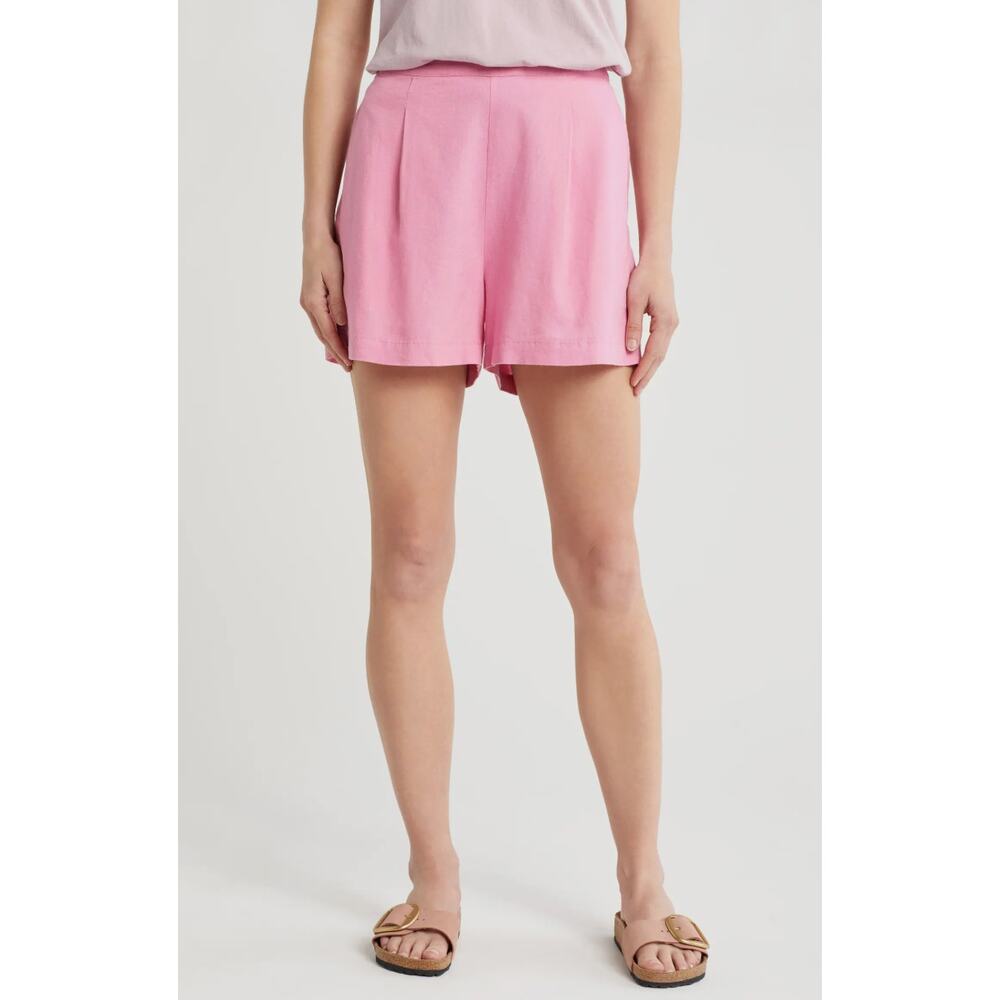 Madewell Solid Linen Blend‎ Shorts Women's Size XL Retro Pink Pull On High Waist